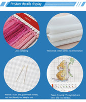 AOOKMIYA 11ct 69X62cm Dinner Rabbits Pre-Printed Cross Stitch DIY Embroidery Set Handmade Handicraft Floss Needle Crafts 100 Colors