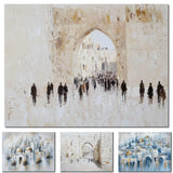 AOOKMIYA ART+ Creative Gifts Large Jewish Kotel Canvas Art Hand Painted Textured Oil Painting Abstract Jerusalem Landscape Artwork for Family Room Decor Gift