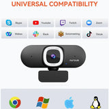 NUROUM V32AFL 4K Full HD Webcam with Microphone Auto-Focus Auto-Framing Ring Light Web Camera For Conference System