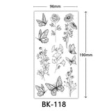 AOOKMIYA Waterproof Flower Temporary Tattoos for Women Black Floral Tattoo Stickers for Hand Arm Body Disposable Fake Tattoo Body Art