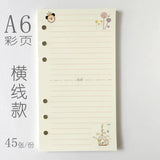 A6 Notebook Inside page 6 Ring Journal Spiral Replacement Journal Cute Note Book Weekly Grid Blank Diary Paper free shipping