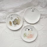 AOOKMIYA Ceramic Palette Cute Ins Bear/cat/pig Plate Watercolor Palette Ceramic Mini Chinese Painting Gouache Art Tools Art Supplies