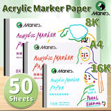AOOKMIYA Marie's Acrylic Marker Papers, 50 Sheets 16K/A4/8K  32 lb/120 gsm,Sketchbook for Alcohol Markers and Ink Mediums for Adults