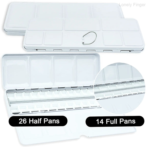 AOOKMIYA Empty Watercolor Palette, Metal Watercolor Tin with14/ 26wells Half Pans Paint Case Paint Box for Travel Gouache Oil Paint  AOOKMIYA.COM