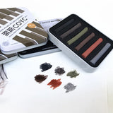 6pcs Iron Box Professional Sketch Charcoal Stick Dry Material Soluble Toner Sketch Charcoal Artist Art Crayons Painting