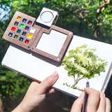 AOOKMIYA 15-Color Schminke College Watercolor Paint Box 0.5ML Portable Walnut Watercolor Palette Artist Travel Painting Art Supplies