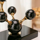 AOOKMIYA Geometric Crystal Molecular Ball Ornament Electroplated Metal Glass Sculpture Display Statue Home Decoration Accessories Crafts