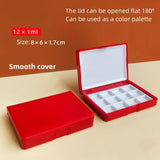 AOOKMIYA Empty Watercolor Palette Portable Watercolor Paint Box 12/24 Grid Red Student Travel Painting Paint Tray Art Supplies