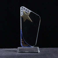AOOKMIYA Customized Transparent Crystal Trophy, Five-Star, Creative Awards Ceremony, Competition Event, Craft Gift, Home Decorations, 1Pc