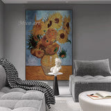 Modern 100% Hand Painted SunflowerOil Painting Reproduction Canvas Wall Art Unframed Paintings Wall Picture Artwork Unframed