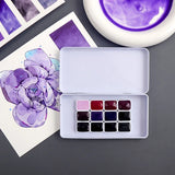 AOOKMIYA Purple Series White Night Watercolor Paint Packed 0.5/1ML12 Color Portable Watercolor Box Master Painting Art Supplies