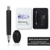 New 5.5x5.6mm Automatic Pencil Imported Movement Architectural Drawing Sketching Core Sharpener Walnut Wood Carbon Rod Set