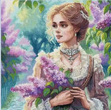 Girl and Flower Lilac Sewing kit 18CT 16CT 14CT Unprinted Cross Stitch Kits Embroidery Art DIY Handmade Needlework Home Decor