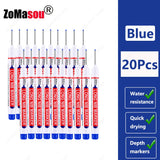 1-100Pcs 2cm Waterproof Long Head Markers Deep Hole Marker Pen for Metal Carpenter Red/Black/Blue/Green Ink Woodworking Tools
