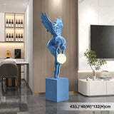 Creative Art Moon light Angel Sculpture with Ambient Lamp Large Luxury Figure Modern 150cm Home Living Room Decor Floor statue