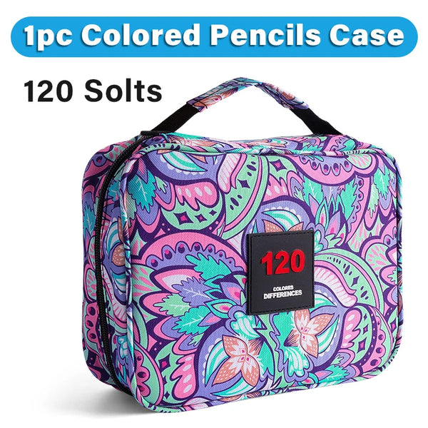 AOOKMIYA 1pc 120 Slots Colored Pencil Case,Twill Oxford Pencil Holder Bag Zipper Closure Organizer Multilayer Holder for Pens,Makers