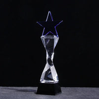 AOOKMIYA Customized Transparent Crystal Trophy, Five-Star, Creative Awards Ceremony, Competition Event, Craft Gift, Home Decorations, 1Pc