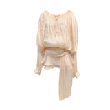 AOOKMIYA VC Chic Chiffon Mini Dress with Tie-Neck and Lantern Long Sleeves for a Garden Party Evening Gown AOOKMIYA.COM