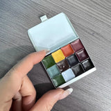 AOOKMIYA 12-color Melad Brown Watercolor Paint 0.5/1ML Travel Portable Watercolor Box with Palette Artist Painting Nail Art Supplies