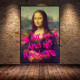 Abstract Funny Style Mona Lisa with Bubble Gum  Art Poster Canvas Painting Wall Print Picture for Living Room Home Decor Cuadros