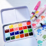 AOOKMIYA Japan GEKKOSO Moonlight Village Transparent Watercolor Paint Sub-pack 24 Color Macaron Ancient Style Watercolor Art Supplies