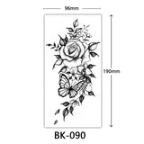 AOOKMIYA Waterproof Flower Temporary Tattoos for Women Black Floral Tattoo Stickers for Hand Arm Body Disposable Fake Tattoo Body Art