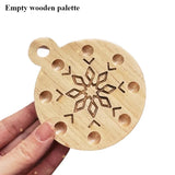 AOOKMIYA New Wooden Palette Round Snowflake Shape Watercolor Paint Tray Portable Pendant Palette Art Student Painting Supplies