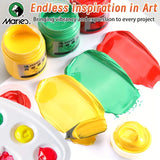 AOOKMIYA Marie's 20pcs Acrylic Paint Set,12 Colors (50ml/1.69oz) with 7 Brushes and 1 Palette for Canvas,Wood,Stone for Artists & Adults