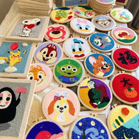 AOOKMIYA DIY Craft Punch Needle Embroidery Kits Sewing Kit Needlework Cross Stitch for Beginner Magic Pock Pen Set Home Painting Decor
