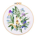 AOOKMIYA Floral Embroidery Kit for Beginner and Adults Cross Stitch Kits Embroidery Starter Kit with Initial Letter and Flower Pattern