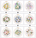 AOOKMIYA Floral Embroidery Kit for Beginner and Adults Cross Stitch Kits Embroidery Starter Kit with Initial Letter and Flower Pattern