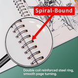 AOOKMIYA Marie's Sketchbook,160gsm/30 Sheets Heavyweight Sketch Book,for Drawing Spiral-Bound with Hard Cover for Drawing,Illustration