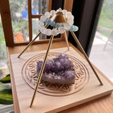 Healing Pyramid Diapason Medical Instrument Natural White Crystal Pyramid Made Pure Copper Yoga Help Sleep Percussion Accessorie