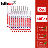 1-100Pcs 2cm Waterproof Long Head Markers Deep Hole Marker Pen for Metal Carpenter Red/Black/Blue/Green Ink Woodworking Tools