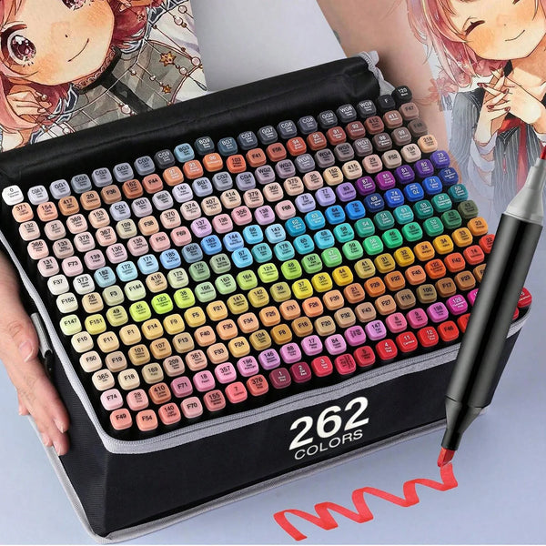 AOOKMIYA 24/36/48/60/80/120/168/262 Colors Alcohol Drawing Markers Dual Tip Permanent Art Sketch Markers for Illustration School Supplied