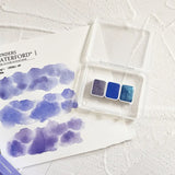 AOOKMIYA SUPER VISION NEW Pearlescent Layered Color Watercolor Paint 3-color Set Mica Periwinkle Blue Popular Color Artist Art Supplies