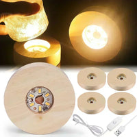 AOOKMIYA 1/4pcs Wooden LED Display Base Light Luminous USB Lamp Holder for Crystal Ball Glass Resin Art Ornament Stand Decor Kids Gifts