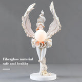 Elegant Angel Girl Floor Sculpture Stylish Statue Angel Home Decor Figurine Standing Ornaments for Living Room with Lighting