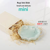 Ruyi Ink DishCeramic Small Regular Ink BoxInk PondInk Plate with LidCustomized Brush HolderPaperweight for Calligraphy