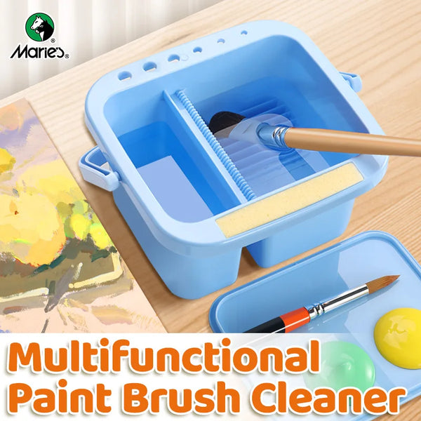 AOOKMIYA Marie's Blue Paint Brush Cleaner Washer,Multifunction Painting Brush Basin Holder and Organizer for Acrylic,Watercolor,Gouache