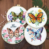 AOOKMIYA Butterfly Broidery Kit with flower Embroidery Kit for Beginners Needles Enough Embroidery Thread