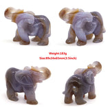 Elephant Statue Natural Gray Agate Geode Crystal Carved Reiki Healing Stone Animal Figurine Handicraft Home Decoration Ornaments