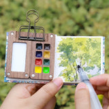 AOOKMIYA Portable Travel Wooden Handmade 8 Grid 0.5ml Watercolor Paint Palette Oil Paints Tray Box Empty Box Art Painting Supplies