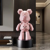 Creative Geometric Violent Bear Resin Sculpture Ornaments, Light Luxury Art Living Room TV Cabinet Decoration, Trendy Home Gifts