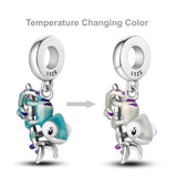 2025 Hot Sale Charms Bead 925 Sterling Silver Pink Butterfly Luminous Firefly Dangle Fit Bangle Bracelet Necklace DIY Jewelry