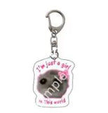 AOOKMIYA ART+ Creative Gifts Creative Cute Pink Bowknot Hamster Keychian For Women Men Simple Design Im Just A Girl Sad Animal Keyring Bag Funny Jewelry