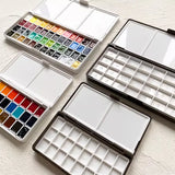 AOOKMIYA Empty Palette Watercolor Pigment Plastic Packaging Box 24/48 Grid Watercolor Storage Box Student Paint Pallet Art Supplies
