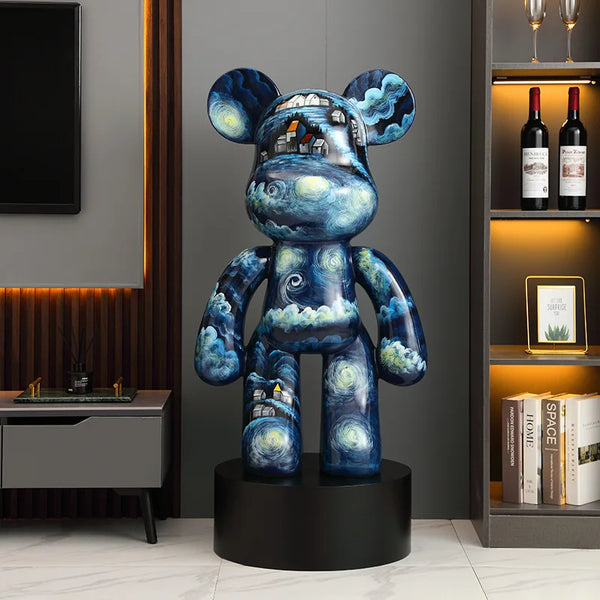 AOOKMIYA ART+ Creative Gifts Luxury Floor Standing Bear Ornament Sculpture Creative Luxury Living Room Decoration Ornament Decoration Sofa TV Cabinet