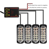 4 in 1 LED Warning Strobe Light 12V 24V Car Grille Emergency Flash Police Signal Lamps Auto Stroboscope for Truck Offroad SUV