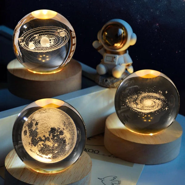 AOOKMIYA 3D Crystal Ball Creative Planet Galaxy Glass Globe Moon Crystal Ball Desktop decor Bedside House Decoration Home Ornament Gifts